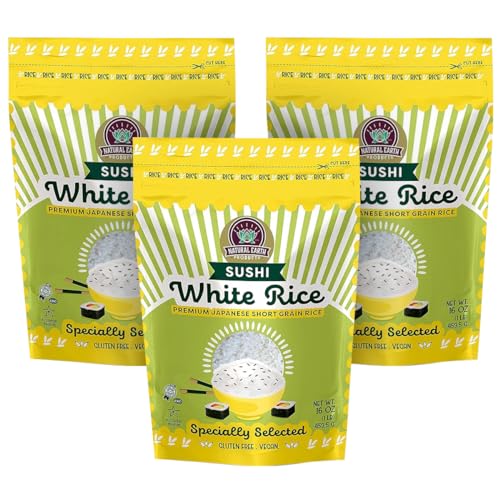 White Sushi Rice Premium Japanese Short Grain Sticky White Rice Perfect for any Rice Cooker Specially Selected 16 Oz 3 Pack Total of 48 Oz 0 belly baby and beyond