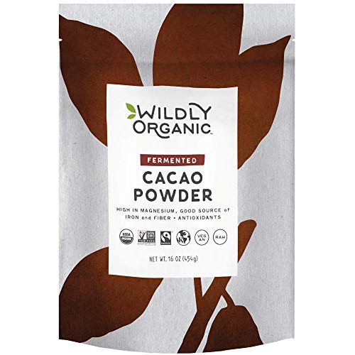 Wildly Organic Fermented Cacao Powder 16 Oz 1 lb Bag Organic Non Alkalized Minimally Processed High in Antioxidants Raw Fair Trade Non GMO Kosher Vegan Premium Rich Chocolate Flavor Perfect for Skin H 0 belly baby and beyond