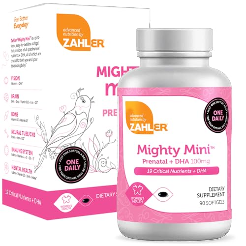 Zahler Mighty Mini Prenatal Vitamin with DHA Folate Certified Kosher All Natural Prenatal Vitamins Multivitamin for Pregnant Women 19 Prenatal Vitamins Including Folic Acid 90 Softgels 0 belly baby and beyond