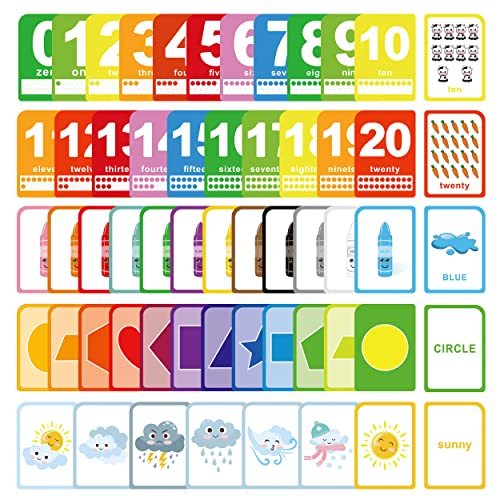 ZazzyKid Flash Cards for Toddlers 52 Double Sides Cards for Numbers Colors Shapes Weather Learning Education Toys for Preschool 0 belly baby and beyond