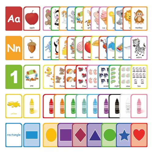 ZazzyKid Flash Cards for Toddlers Learning 54 Double Sides Flashcards for Alphabets Numbers Colors Shapes Educational Toys for Preschool 0 belly baby and beyond
