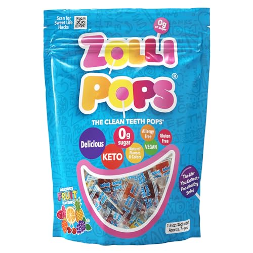 Zollipops Clean Teeth Lollipops Anti Cavity Sugar Free Candy Natural Fruit Flavor Variety 16oz A Variety of Fruit Flavors for a Wholesome and Dental Friendly Snack 0 belly baby and beyond