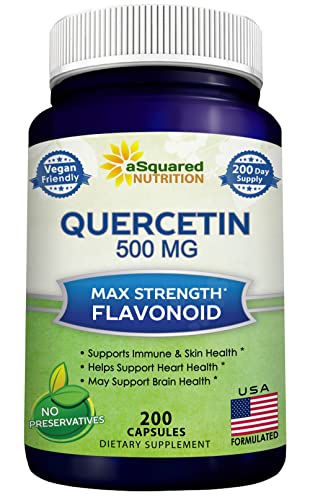 aSquared Nutrition Quercetin 500mg Supplement 200 Capsules Quercetin Dihydrate to Support Cardiovascular Health Max Strength Powder Complex Pills to Help Improve Immune Response 0 belly baby and beyond