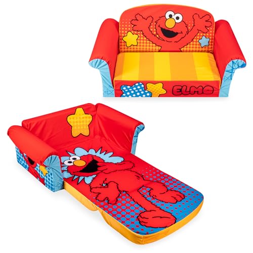 marshmallow Furniture 2 in 1 Flip Open Foam Couch Bed Sleeper Sofa Kids Furniture for Ages 18 Months and Up Elmo 0 belly baby and beyond