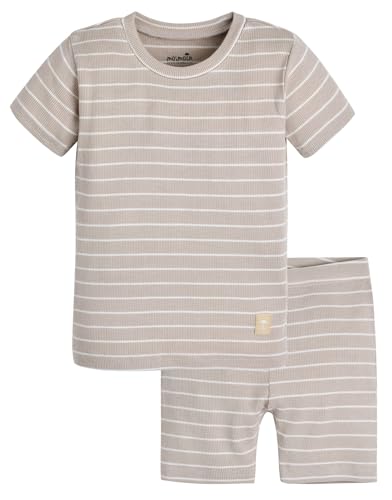 moimoln 12M 5T Ribbed Stripe Viscose Baby Toddler Pajamas Boys Girls Snug fit Pjs 0 belly baby and beyond
