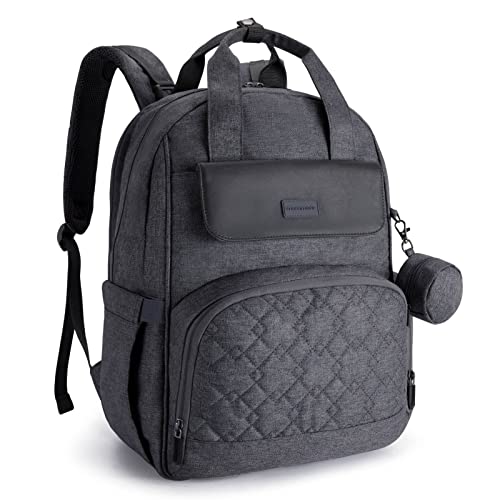 mommore Diaper Bag Backpack Large Travel Diaper Bags with Portable Changing Pad Pacifier Case and Stroller Straps Dark Grey 0 belly baby and beyond
