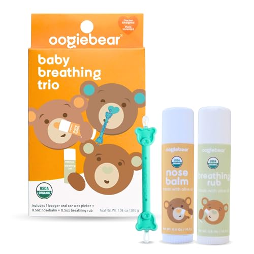oogiebear Breathing Trio for Babies Organic Nourishing Body Balm to Relief Dry Itchy Skin Multipurpose Booger Picker Sickness Relief Chest Rub 05 oz Safe for Infants Doctor Made 0 belly baby and beyond