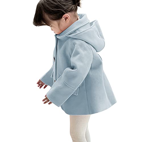 rrhss Baby Girls Button Formal Coat Toddler Kids Hooded Woolen Jacket Fall Winter Outwear 0 belly baby and beyond